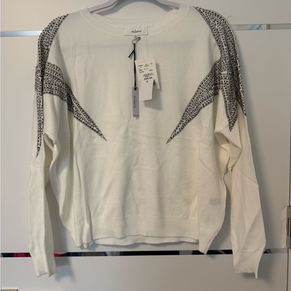 Milano Ivory Sweater with Charcoal Accents